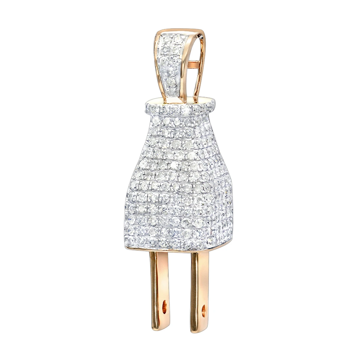 Hip Hop 10K Yellow Gold 3D Real Gold And Diamond Power Plug Pendant For Men 5 Hip Hop 10K Yellow Gold 3D Real Gold And Diamond Power Plug Pendant For Men - Image 3