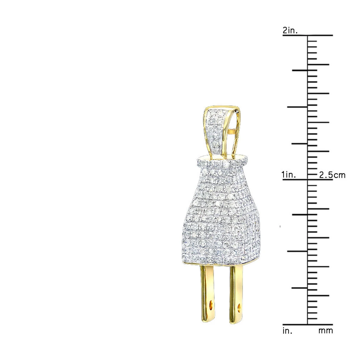 Hip Hop 10K Yellow Gold 3D Real Gold And Diamond Power Plug Pendant For Men 8 Hip Hop 10K Yellow Gold 3D Real Gold And Diamond Power Plug Pendant For Men - Image 6