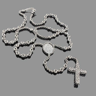 Hip Hop Black Diamond Rosary Chain Necklace 5 Hip Hop Black Diamond Rosary Chain Necklace - Image 3