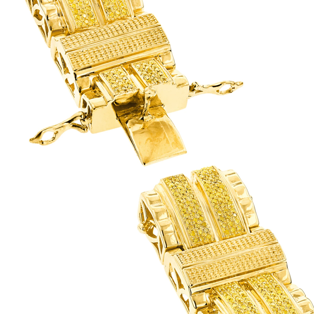 Hip Hop Men's Yellow Diamond Bracelet In Sterling Silver & Gold Plated 4 Hip Hop Men's Yellow Diamond Bracelet In Sterling Silver & Gold Plated - Image 2