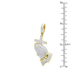 Hip Hop 10K Yellow Gold Praying Hands And Cross Diamond Pendant For Men 13 Hip Hop 10K Yellow Gold Praying Hands And Cross Diamond Pendant For Men -H'Hen Sale Store hip hop jewelry praying hands and cross diamond pendant for men 10k gold rulerye