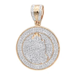 Hip Hop Praying Hands Diamond Pendant For Men 14K Yellow Gold Medallion -H'Hen Sale Store hip hop jewelry praying hands diamond pendant for men 14k gold medallion ro