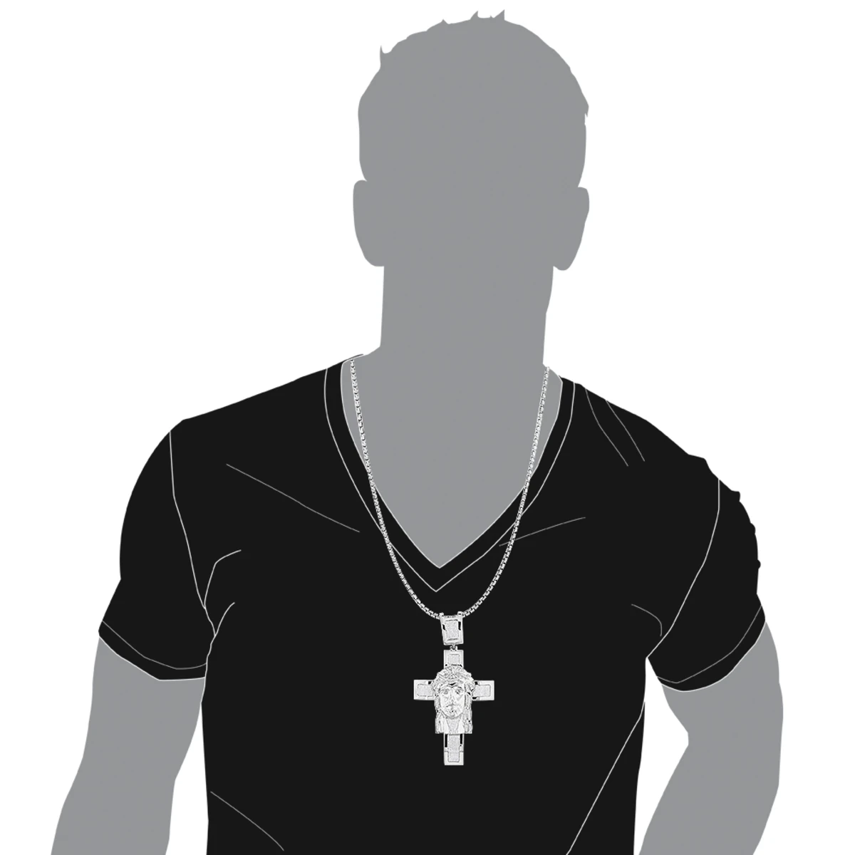 Hip Hop Sterling Silver Diamond Jesus Face Cross Pendant 1.54ct 5 Hip Hop Sterling Silver Diamond Jesus Face Cross Pendant 1.54ct - Image 3