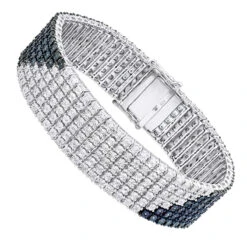 Hip Hop White Blue Diamond Bracelet For Men 1.23ct Silver