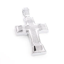 Hip Hop Silver Men's Diamond Cross Pendant 2ct Large