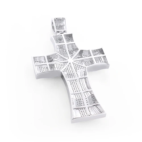 Hip Hop Silver Men's Diamond Cross Pendant 2ct Large 4 Hip Hop Silver Men's Diamond Cross Pendant 2ct Large - Image 2