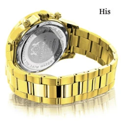 His And Hers Yellow Gold Plated Luxurman Diamond Watch Set 3.5ct -H'Hen Sale Store his and hers watches yellow gold plated luxurman diamond watch set 35ct 2