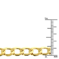 Hollow 10K Yellow Gold Curb Chain For Men 6mm Wide -H'Hen Sale Store hollow 10k gold curb chain for men 6mm wide ruler