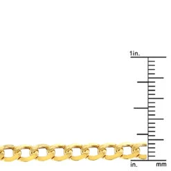 Hollow 10K Yellow Gold Curb Chain For Men & Women 4.5mm Wide -H'Hen Sale Store hollow 10k gold curb chain for men women 45mm wide ruler