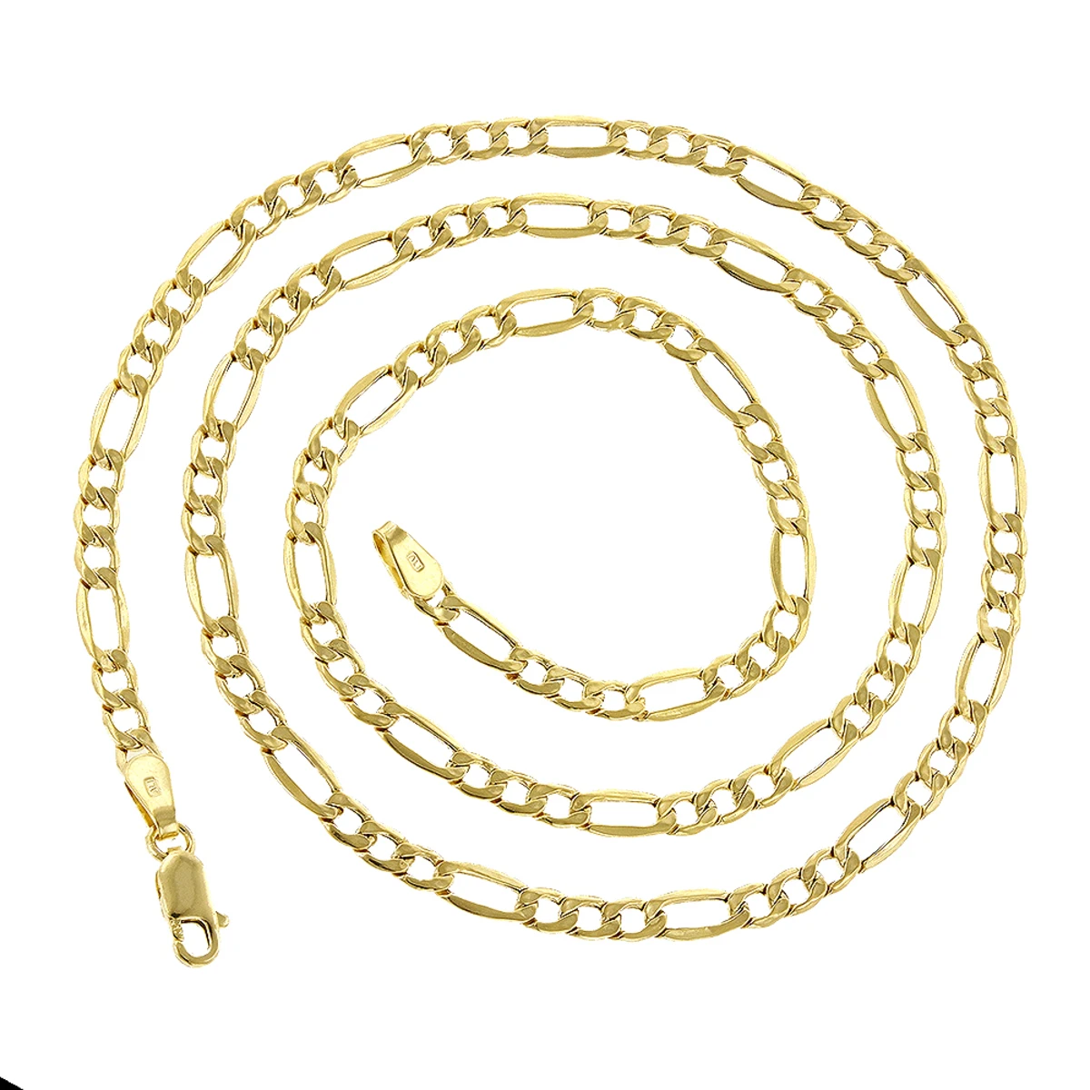 Hollow 10K Yellow Gold Figaro Chain For Men & Women 4.5mm Wide 4 Hollow 10K Yellow Gold Figaro Chain For Men & Women 4.5mm Wide - Image 2