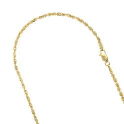 Hollow 10K Yellow Gold Rope Chain For Men & Women Sparkle 3mm Wide