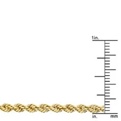 Men's Hollow 10K Yellow Gold Rope Chain Necklace With Lobster-Claw Clasp 2.7mm 13 Men's Hollow 10K Yellow Gold Rope Chain Necklace With Lobster-Claw Clasp 2.7mm -H'Hen Sale Store hollow 10k gold rope chain necklace with lobster claw clasp 27mm ruler