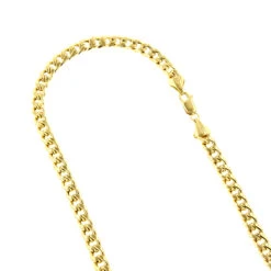 Hollow 14K Yellow Gold Cuban Link Chain For Men Miami 5.5mm Wide