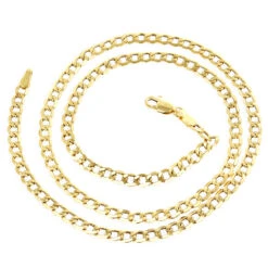 Hollow 14K Yellow Gold Curb Chain For Men & Women 5.5mm Wide -H'Hen Sale Store hollow 14k gold curb chain for men women 55mm wide backye