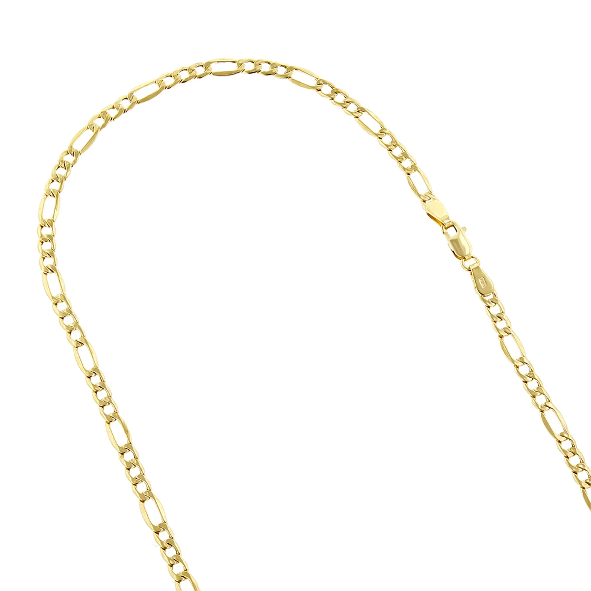Hollow 14K Yellow Gold Figaro Chain For Men & Women 3.5mm Wide 3 Hollow 14K Yellow Gold Figaro Chain For Men & Women 3.5mm Wide