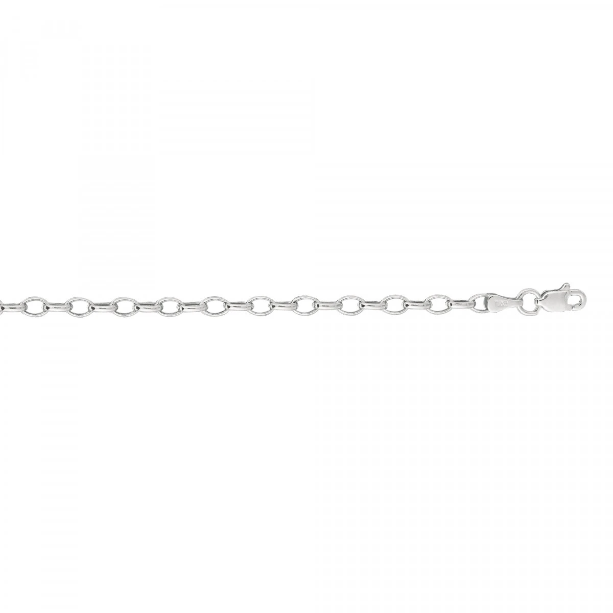 Hollow 14K White Gold Rolo Chain For Women Oval 3mm Wide 3 Hollow 14K White Gold Rolo Chain For Women Oval 3mm Wide