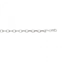 Hollow 14K White Gold Rolo Chain For Women Oval 4.5mm Wide