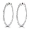 1.5in 14K White Gold Diamond Hoop Earrings Inside Out 1ct By Luxurman