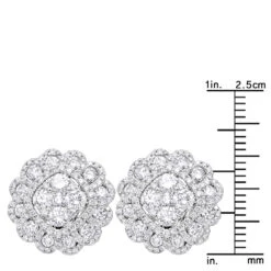 Huge 3 Carat Designer Diamond Stud Earrings For Women Cluster Flower Design -H'Hen Sale Store huge 3 carat designer diamond stud earrings for women cluster flower design rulerwh