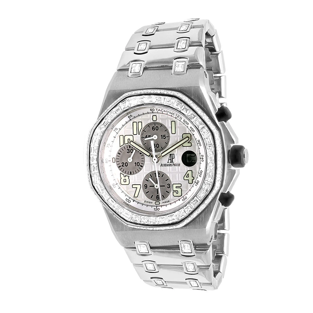 Unique Audemars Piguet Royal Oak Offshore Steel Baguette Diamond Watch For Men 3 Unique Audemars Piguet Royal Oak Offshore Steel Baguette Diamond Watch For Men