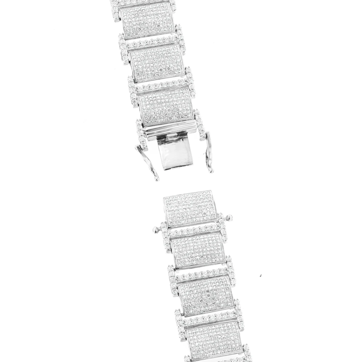 Iced Out 10K White Gold Pave Diamond Bracelet For Men 13.78 6 Iced Out 10K White Gold Pave Diamond Bracelet For Men 13.78 - Image 4