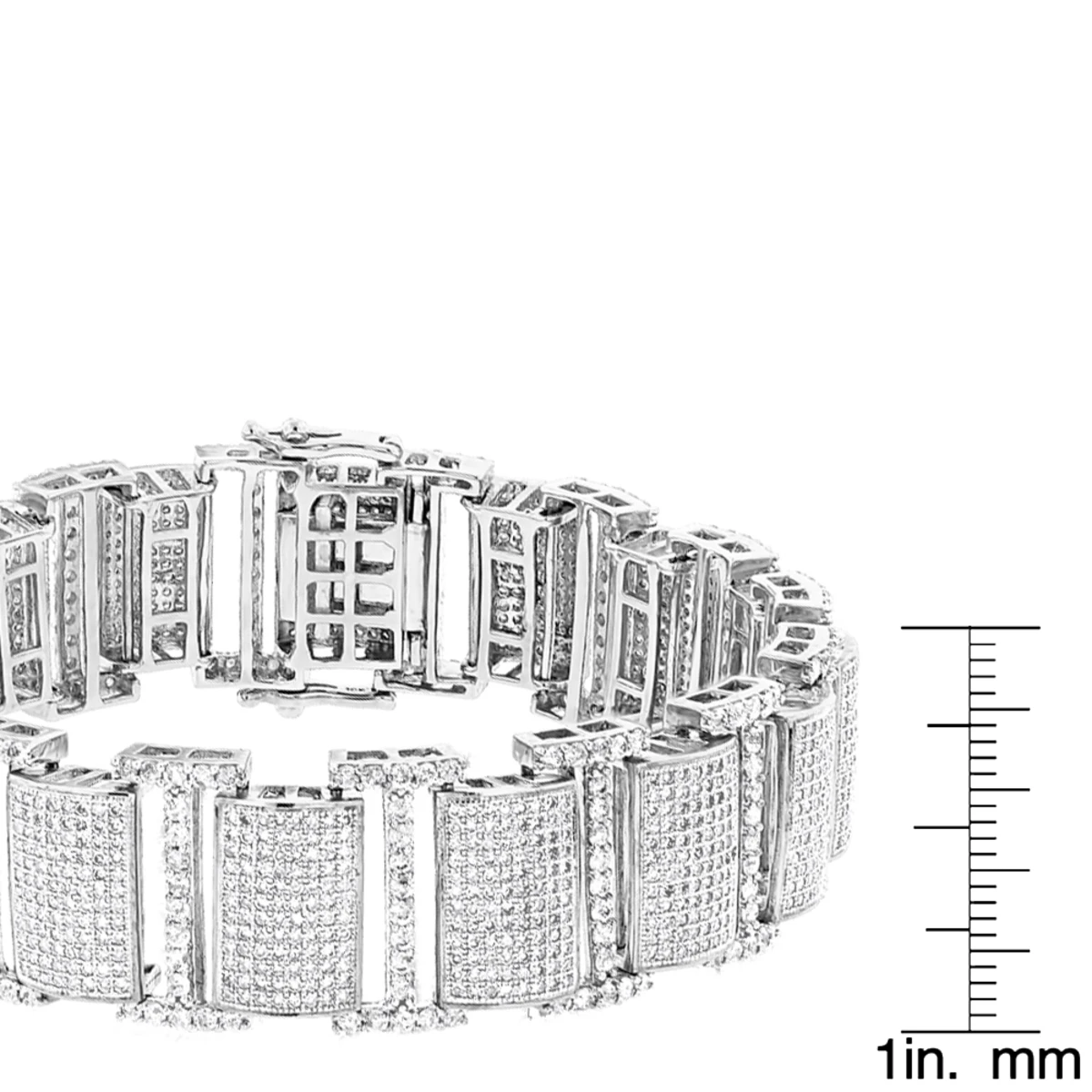 Iced Out 10K White Gold Pave Diamond Bracelet For Men 13.78 8 Iced Out 10K White Gold Pave Diamond Bracelet For Men 13.78 - Image 6