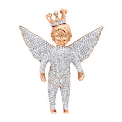 Iced Out Crowned Angel Pendant With Diamonds 10K Yellow Gold 1.5ct 12 Iced Out Crowned Angel Pendant With Diamonds 10K Yellow Gold 1.5ct -H'Hen Sale Store iced out crowned angel pendant with diamonds in 10k gold 164ct ro