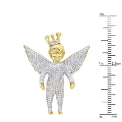Iced Out Crowned Angel Pendant With Diamonds 10K Yellow Gold 1.5ct 17 Iced Out Crowned Angel Pendant With Diamonds 10K Yellow Gold 1.5ct -H'Hen Sale Store iced out crowned angel pendant with diamonds in 10k gold 164ct rulerye