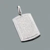 Iced Out Diamond Dog Tag Pendant 1.99ct Sterling Silver