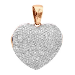 Iced Out Ladies Big Pave Diamond Heart Locket Pendant W Picture 14K Yellow Gold 18 Iced Out Ladies Big Pave Diamond Heart Locket Pendant W Picture 14K Yellow Gold -H'Hen Sale Store iced out ladies big pave diamond heart locket pendant w picture solid 14k gold 100495 back rose