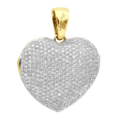 Iced Out Ladies Big Pave Diamond Heart Locket Pendant W Picture 14K Yellow Gold 17 Iced Out Ladies Big Pave Diamond Heart Locket Pendant W Picture 14K Yellow Gold -H'Hen Sale Store iced out ladies big pave diamond heart locket pendant w picture solid 14k gold 100495 back yellow