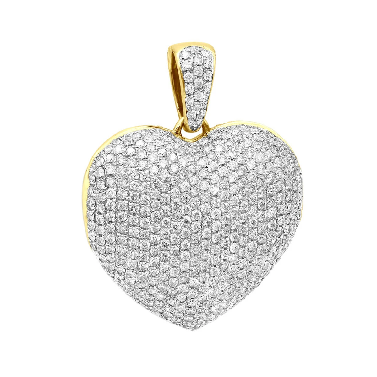 Iced Out Ladies Big Pave Diamond Heart Locket Pendant W Picture 14K Yellow Gold 3 Iced Out Ladies Big Pave Diamond Heart Locket Pendant W Picture 14K Yellow Gold