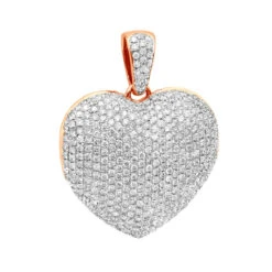 Iced Out Ladies Big Pave Diamond Heart Locket Pendant W Picture 14K Yellow Gold 15 Iced Out Ladies Big Pave Diamond Heart Locket Pendant W Picture 14K Yellow Gold -H'Hen Sale Store iced out ladies big pave diamond heart locket pendant w picture solid 14k gold 100495 rose