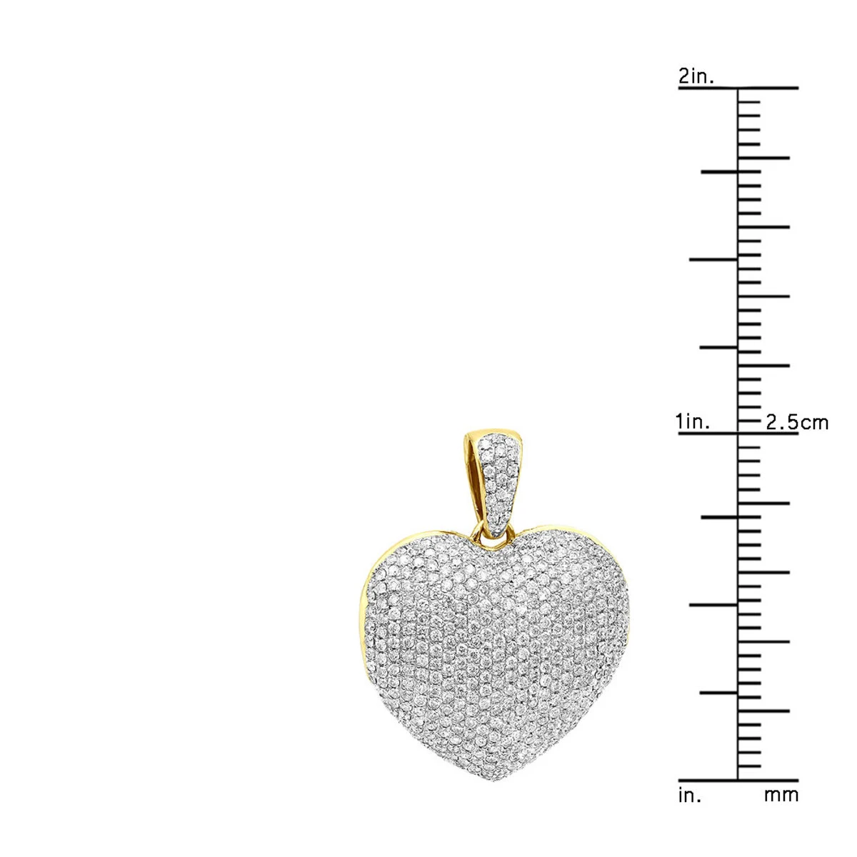 Iced Out Ladies Big Pave Diamond Heart Locket Pendant W Picture 14K Yellow Gold 10 Iced Out Ladies Big Pave Diamond Heart Locket Pendant W Picture 14K Yellow Gold - Image 8