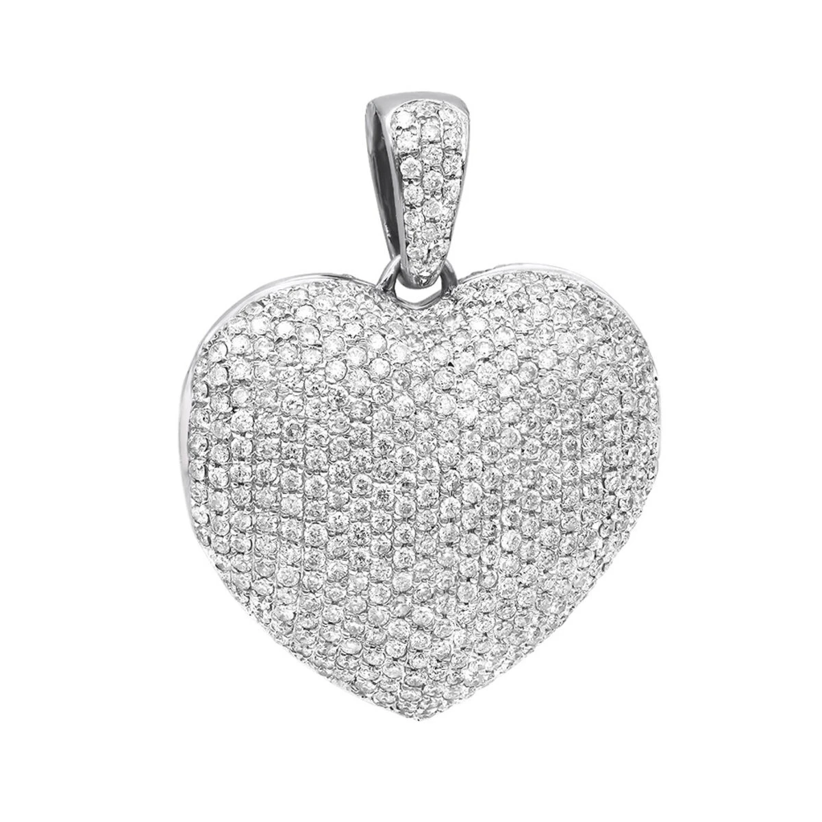 Iced Out Ladies Big Pave Diamond Heart Locket Pendant W Picture 14K Yellow Gold 4 Iced Out Ladies Big Pave Diamond Heart Locket Pendant W Picture 14K Yellow Gold - Image 2