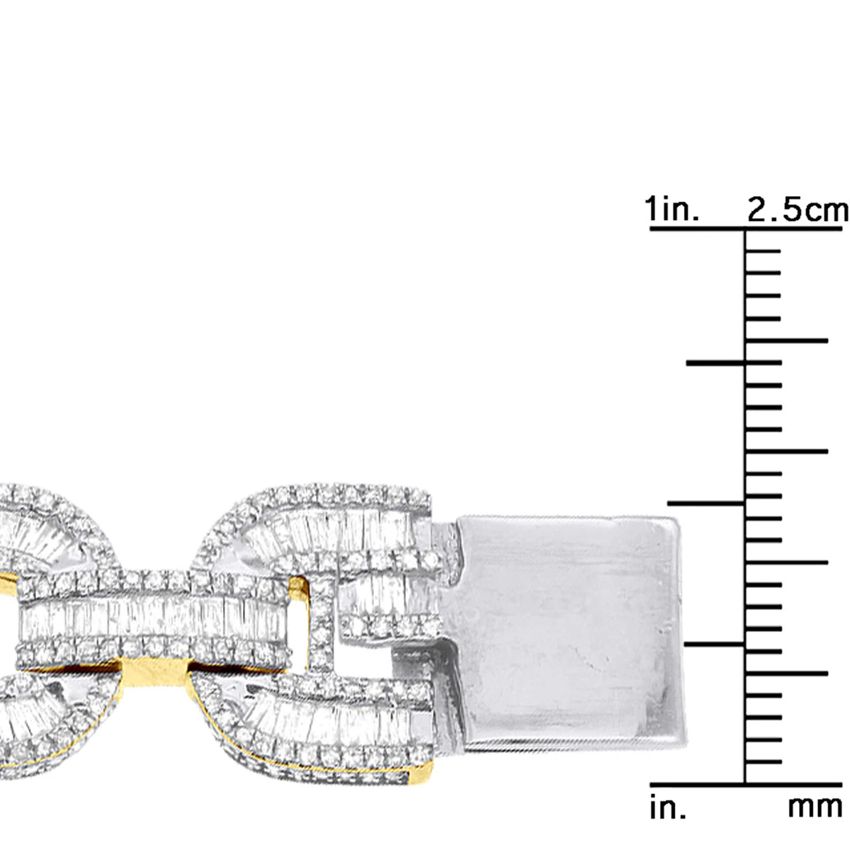 Iced Out Men's Diamond Bracelet 10K Yellow Gold 10 Carats Round Baguette Diamonds 7 Iced Out Men's Diamond Bracelet 10K Yellow Gold 10 Carats Round Baguette Diamonds - Image 5
