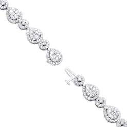In Line 14K White Gold Unique Round Diamond Drop Bracelet For Women 7 Carat -H'Hen Sale Store in line 14k gold unique round diamond drop bracelet for women 7 carat backwh