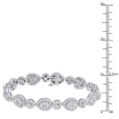 In Line 14K White Gold Unique Round Diamond Drop Bracelet For Women 7 Carat -H'Hen Sale Store in line 14k gold unique round diamond drop bracelet for women 7 carat rulerwh