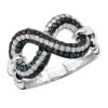 Unique Ladies White Blue Black Diamonds Infinity Sign Cocktail 14K White Gold -H'Hen Sale Store infinity sign white black blue diamond cocktail ring for women in 14k gold 100481 main white