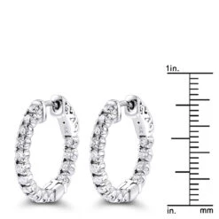 Inside Out Diamond Hoop Earrings Small 14K White Gold 1.5ct By Luxurman -H'Hen Sale Store inside out diamond hoop earrings small in 14k gold 15ct by luxurman rulerwh