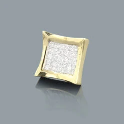 Invisible Set Princess Cut Diamond Earring 0.63ct 14K Yellow Gold