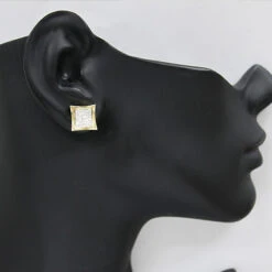 Invisible Set Princess Cut Diamond Earring 0.63ct 14K Yellow Gold -H'Hen Sale Store invisible set princess cut diamond earring 063ct 14k gold p 47074bod