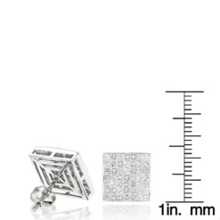 Invisible Set Princess Cut Diamond Stud Earrings 3.05ct 14K White Gold -H'Hen Sale Store invisible set princess cut diamond stud earrings 305ct 14k gold rulerwh