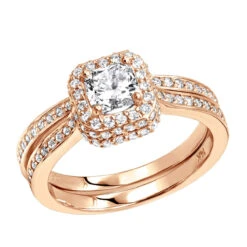 14K White Gold 1.5 Carat Cushion Cut Diamond Engagement Ring & Band Bridal Set -H'Hen Sale Store jewelry 14k gold 15 carat cushion cut diamond engagement ring band bridal set 000730 ro