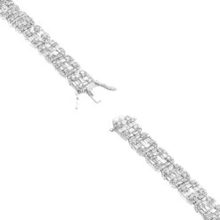14K White Gold Baguette And Round Diamond Tennis Bracelet For Men & Women 14CT 12 14K White Gold Baguette And Round Diamond Tennis Bracelet For Men & Women 14CT -H'Hen Sale Store jewelry 14k gold baguette and round diamond tennis bracelet for men women 14ct backwh