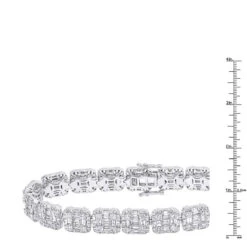 14K White Gold Baguette And Round Diamond Tennis Bracelet For Men & Women 14CT 14 14K White Gold Baguette And Round Diamond Tennis Bracelet For Men & Women 14CT -H'Hen Sale Store jewelry 14k gold baguette and round diamond tennis bracelet for men women 14ct rulerwh
