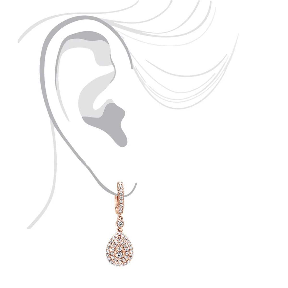 14K White Gold Diamond Dangle Drop Earrings For Women By Luxurman 1.2ct 11 14K White Gold Diamond Dangle Drop Earrings For Women By Luxurman 1.2ct - Image 9