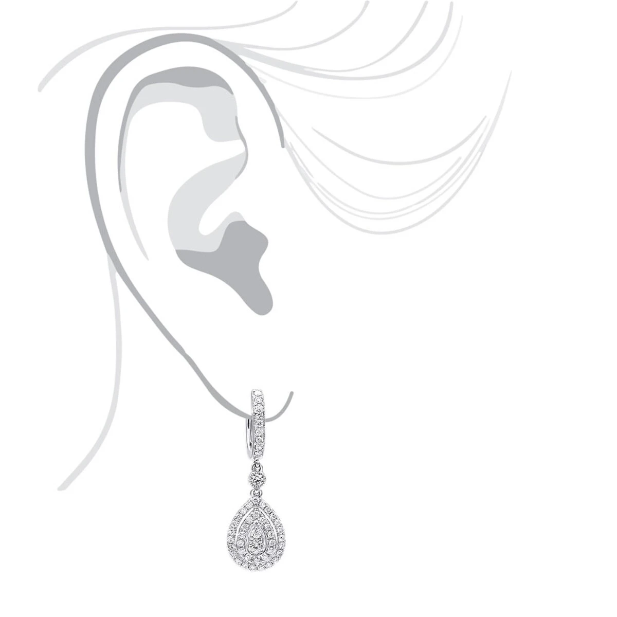 14K White Gold Diamond Dangle Drop Earrings For Women By Luxurman 1.2ct 9 14K White Gold Diamond Dangle Drop Earrings For Women By Luxurman 1.2ct - Image 7