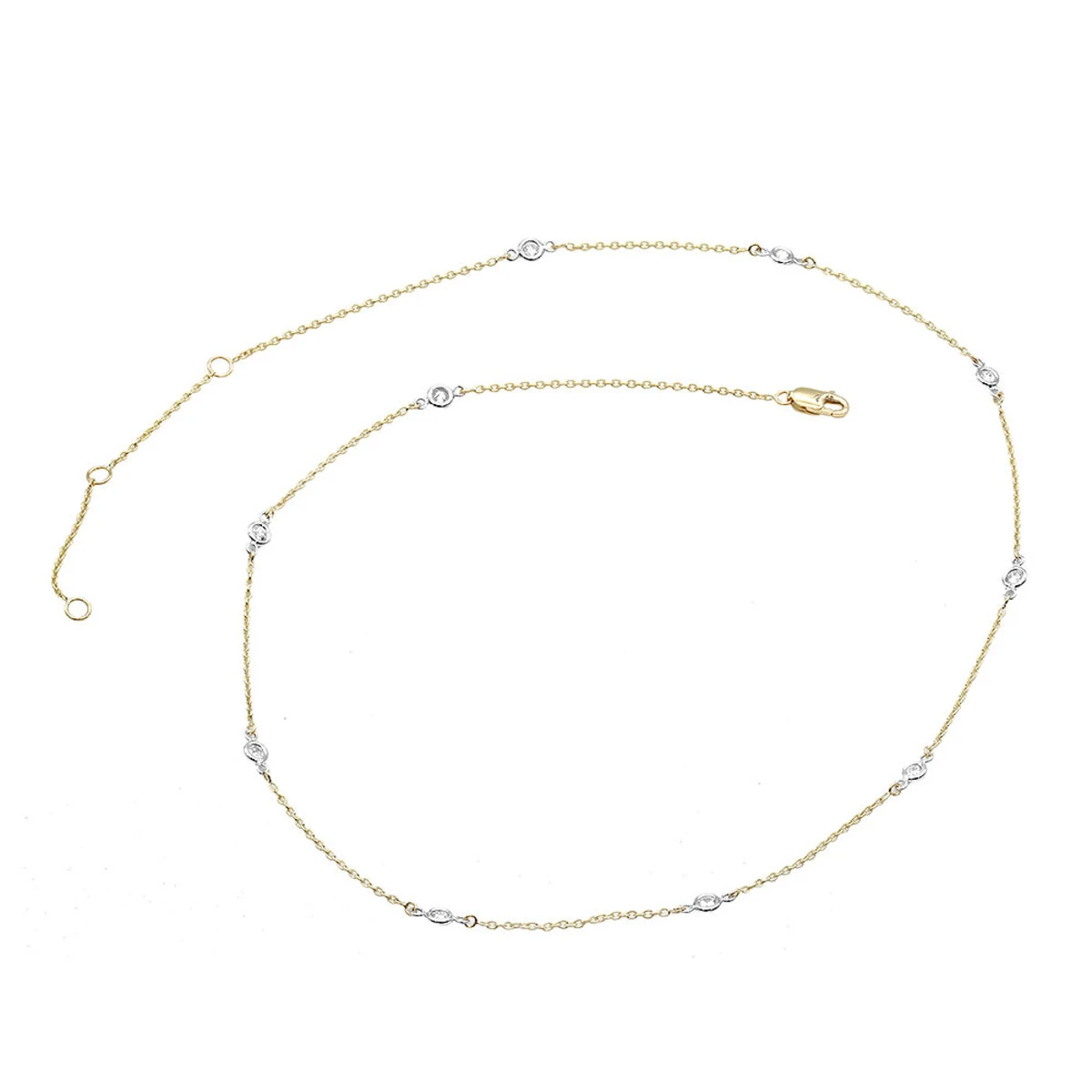 14K Yellow Gold Diamonds By The Yard Station Necklace For Women 0.5 Adjustable 7 14K Yellow Gold Diamonds By The Yard Station Necklace For Women 0.5 Adjustable - Image 5