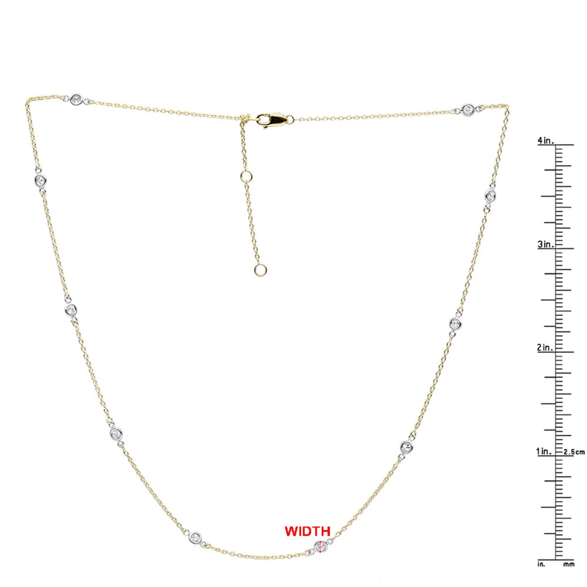 14K Yellow Gold Diamonds By The Yard Station Necklace For Women 0.5 Adjustable 16 14K Yellow Gold Diamonds By The Yard Station Necklace For Women 0.5 Adjustable - Image 14